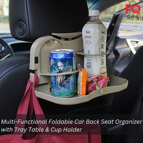 Multi-Functional Foldable Car Back Seat Organizer with Tray Table & Cup Holder