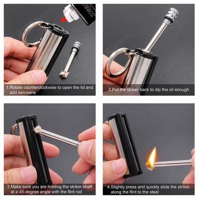 Portable Survival Keychain Lighter Spark Starter